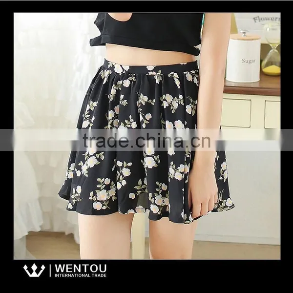 New Fashion Sweet Lady Elastic Waist Floral Skirts photo-3