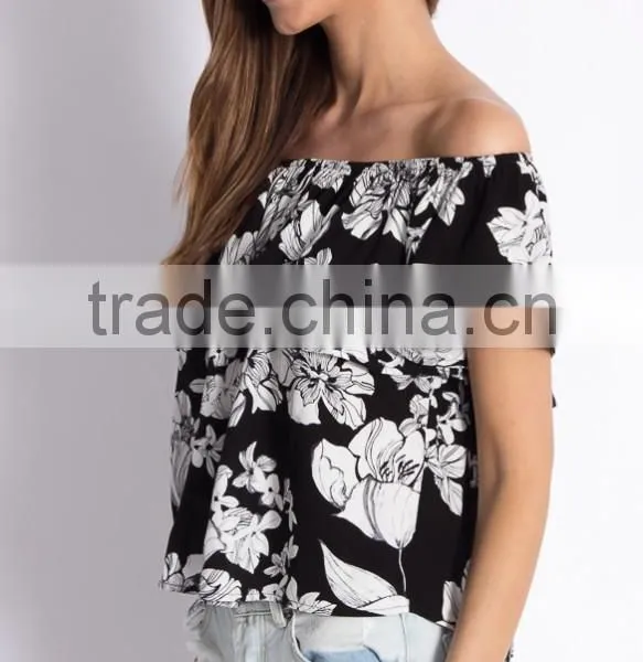 2015 Off the Shoulder Floral Print Women Tank Top,wholesale Women Sweet Sheer Tank Tops photo-3