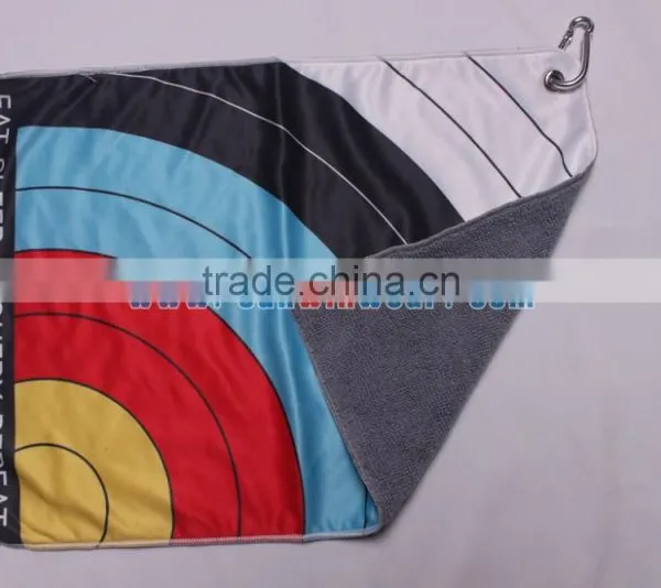 High Quality Custom Sublimated Microfiber Golf Towel With Hook Wholesale photo-2