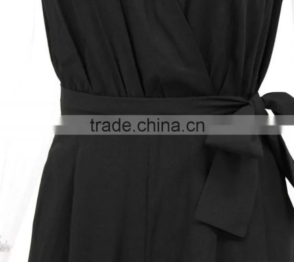 Fashion One Piece V Neck Sexy Sleeveless Wide Leg Ladies Jumpsuit For Wholesale 2017 photo-3
