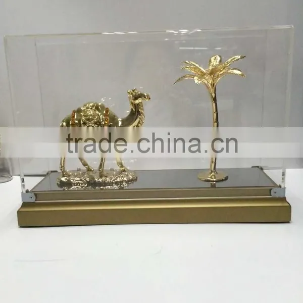 NEW Style Noble Customized Made Beautiful 24k Gold Plated Camel and Coconut Tree & Acrylic Cover With Home Office Decor & Gift photo-3