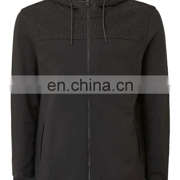Mens Side Pockets Flecked Shoulder Black Hoodie photo-4
