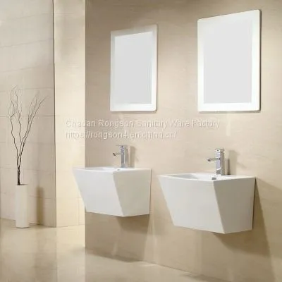 Good Sale Bathroom Wall Mounted White Ceramics Two Piece Hand Wash Basin photo-3