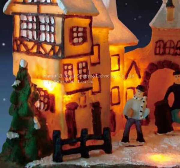X'mas House With 10 Light Set Play Snowman Polyresin Christmas House Decoration photo-5