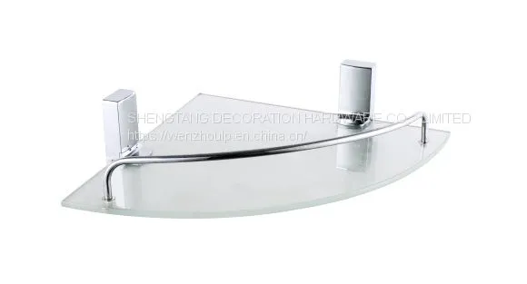 Wall mounted customized single tier glass shelf