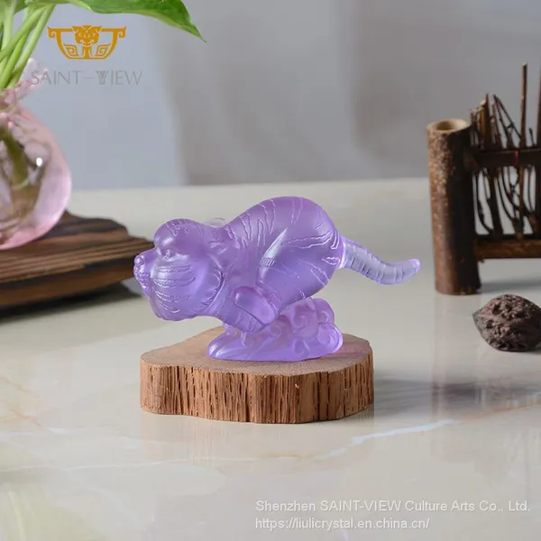 SAINT-VIEW Factory Wholesale Liuli Crystal Tiger Figurine Auspicious Home Office Decoration photo-5