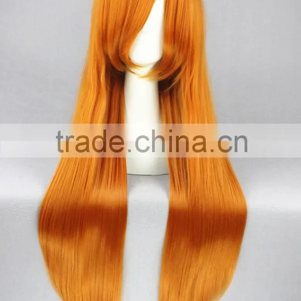 High Quality 80cm Long Straight Orange Wigs EVA Soryu Asuka Langley Cosplay Hair Wigs Synthetic Anime Wig Party Wig photo-3