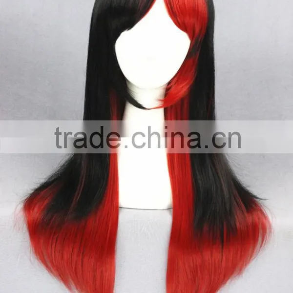 Cheap 60CM Medium Black Red Lolita Fancy Women Synthetic Hair Cosplay Wig photo-2