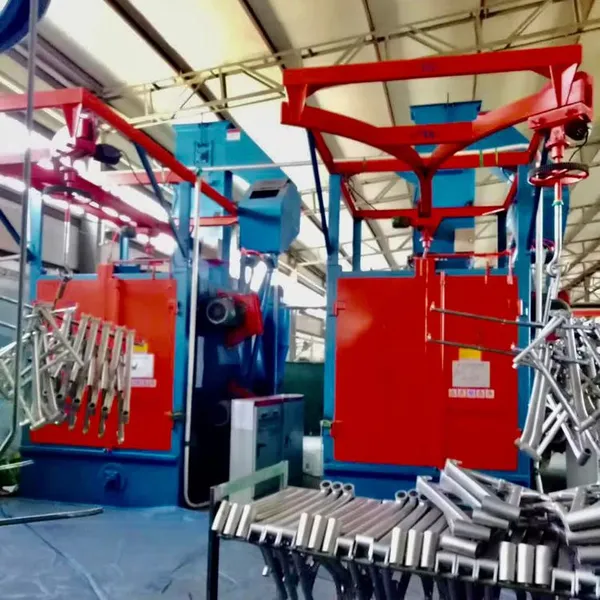 High Production Automatic Burnish Spinner Hanger Shot Blasting Machine for Cleaning Metal photo-2
