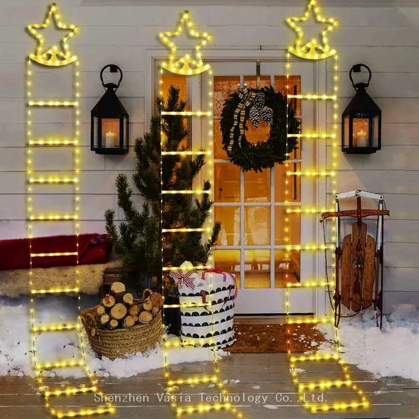 Long-Length 10ft Santa Climbing LED Ladder Lights - Waterproof for Outdoor Garden & Holiday Street Decor photo-2