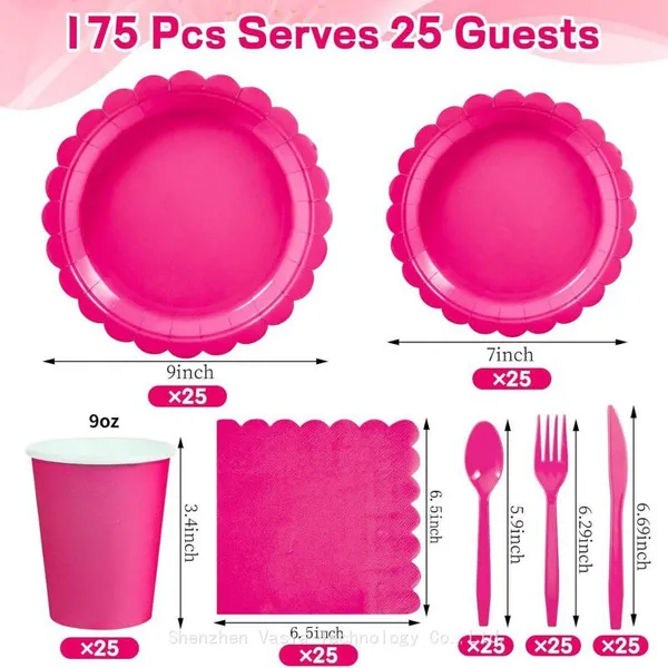 Light Pink Lace Disposable Tableware - for Baby Shower & Birthday Party Supplies photo-5