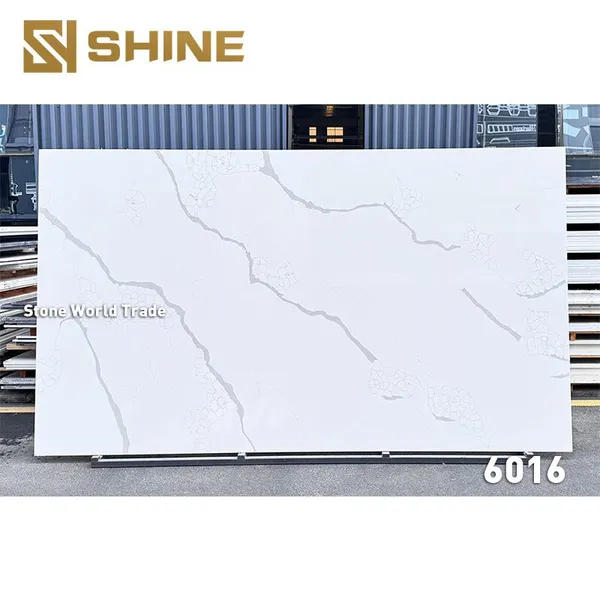 Engineered Calacatta White Color Quartz Stone Artificial Calacatta Quartz Stone Slab for Kitchen Countertop