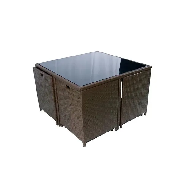 Modern PE Rattan Garden Dining Set Comfortable Portable Outdoor Dining Set Villa Used Rattan Dining Set photo-4