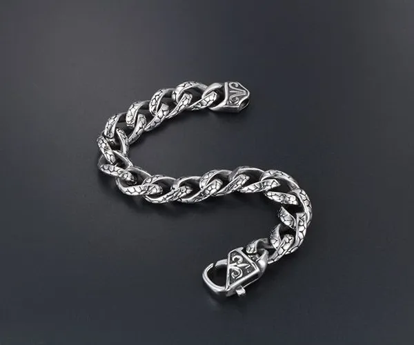 Stainless Steel Leopard Print Bracelet for Men,Titanium Steel Cast Bracelet, Retro Hiphop Jewelry Gift to Husband Father Dad photo-3