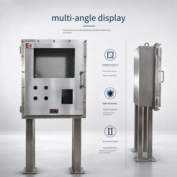 Stainless Steel Explosion-proof Control Box, Vertical Electrical Control Cabinet With Observation Window, Industrial Equipment Operation Box, Customized With Hole Opening as Shown in the Picture