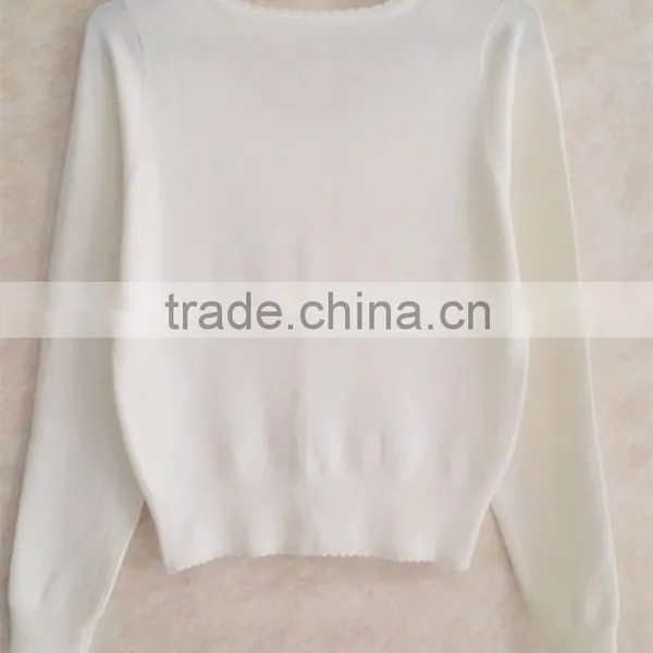 Pure Color Long Sleeve Teenager Knitting Wear White Lace Falbala Neckline Sweater Cardigan photo-2