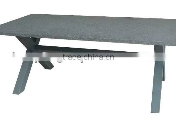 Alum. Outdoor Stone Top Table Cross Base Table