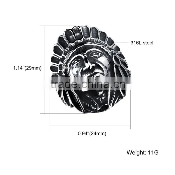 2016 Hot Selling Old Fashiones 316L Stainless Steel Indian Ring for Souvenir photo-6