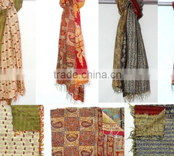 Vintage Designer Silk Kantha Scarves