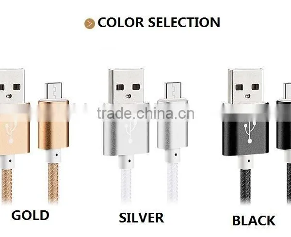 METAL SHELL FAST SPEED NYLON BRAIDED USB CHARGER CABLE FOR ANDROID photo-2
