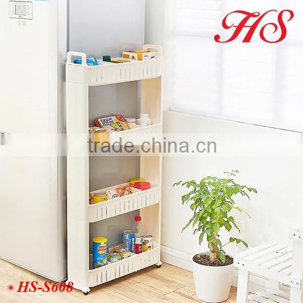 Homeware 4 Layers Folding Bath Kitchen Laundry Room Storage Organizer Removable Plastic Shelf With Handel