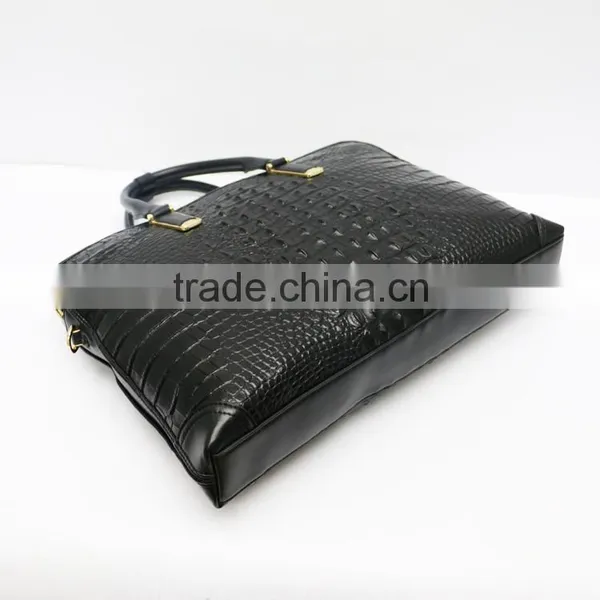 New Men's Briefcase Crocodile Grain Bag Black PU Leather Briefcase photo-5