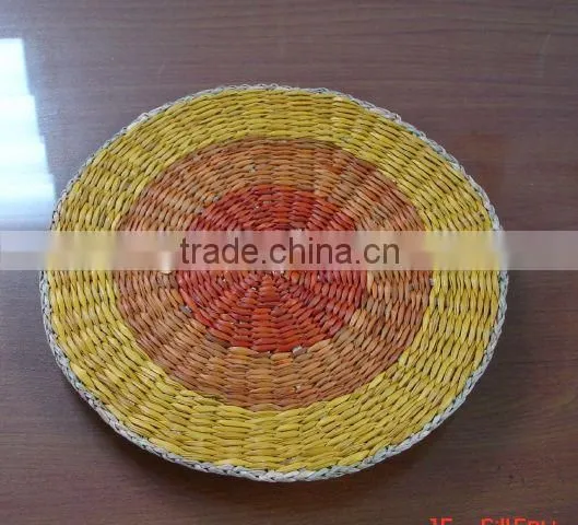 Colorful Round Seagrass Woven Placemat