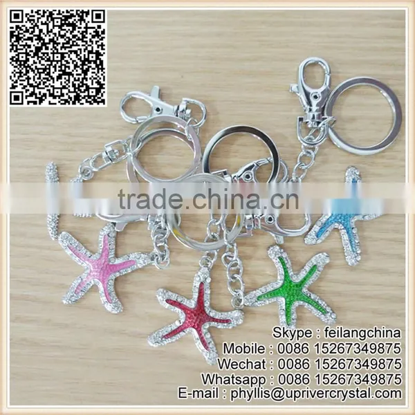 Promotional Silver Metal Key Ring Crystal Star Shape Keychain photo-4