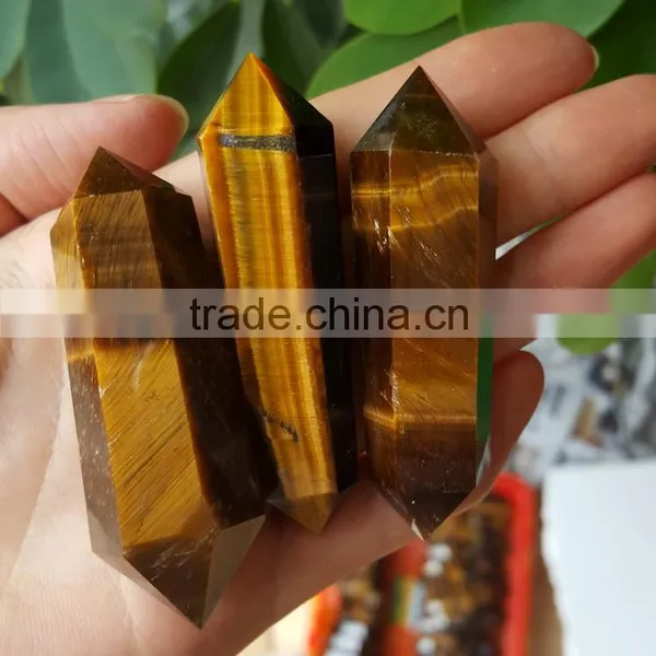 Tiger Eye Stone Crystal Healing Wand Vogel Crystal Double Points photo-2