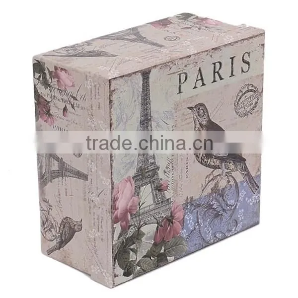 Antique Paris Tower And Flower Paper Gift Box photo-3