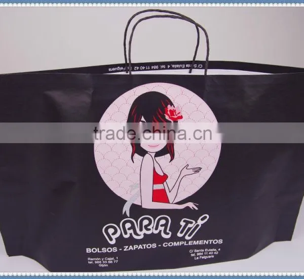 Colorful Printed Flexo Printing White Kraft Paper Bag With Black Twisted Patch Handle in Competitive Price photo-2