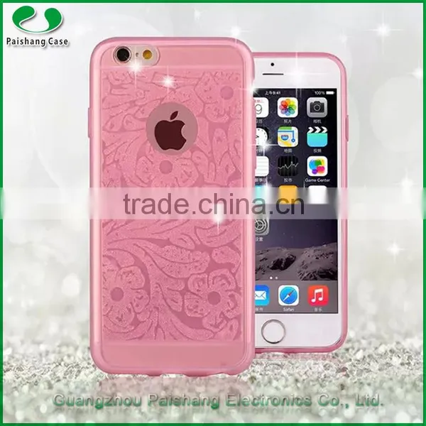 Mobile Phone Accessories Factory in China Soft TPU Back Transparent With Plum Flower Pattern Case Cover for IPhone 6S/ 6/ Plus