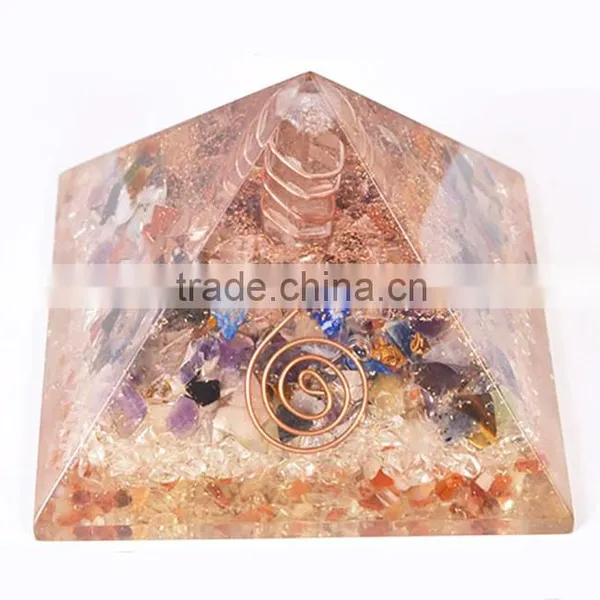 Mix Stone Orgone Pyramid With Crystal Point : Wholesale Orgone Healing Crystals