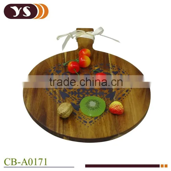 Factory Kitchen Round Wood Cutting Board With Handle photo-3