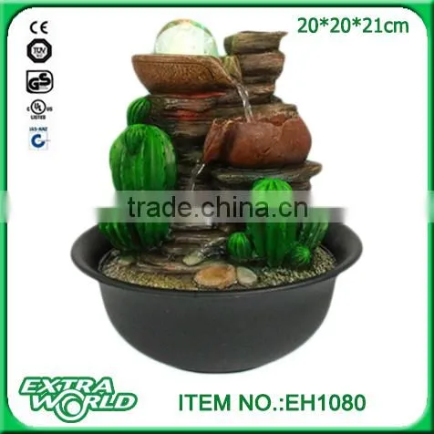 Polyresin Mini Tabletop Water Fountain Indoor Cactus Style Fountain photo-4