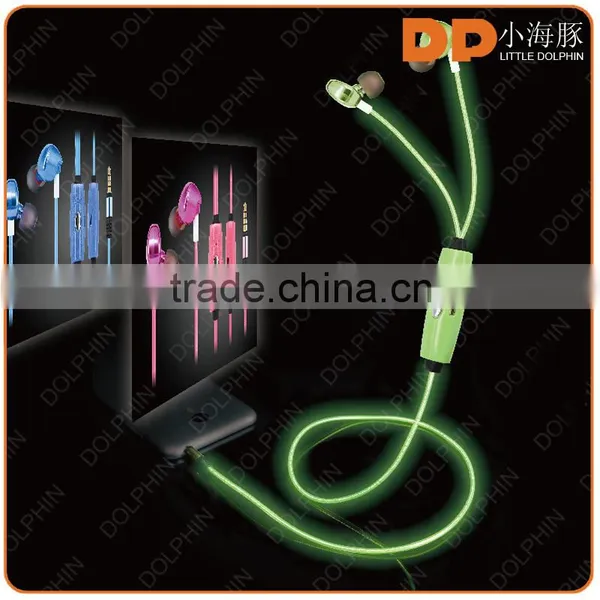 Sport Flashing In-Ear EL Glowing Earphones Metal Earphone With Mic photo-5