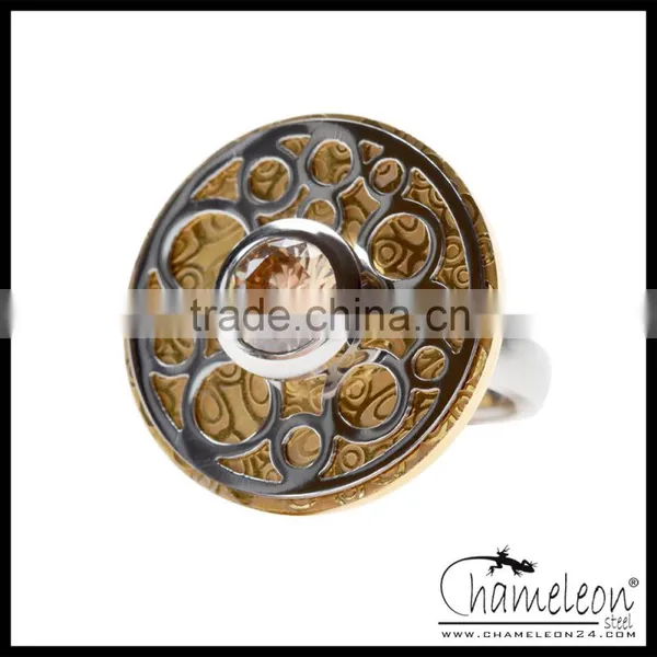 Chameleon 316L Stainless Steel Antique Forged Assembly Ring With Screw Design Plate photo-3