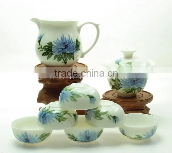 Hand Painted Chrysanthemum Flower Portable Travel Tea Set photo-3