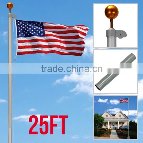 25Ft Aluminum Sectional Flagpole Kit Outdoor Halyard Pole + 2PC US American Flag photo-4