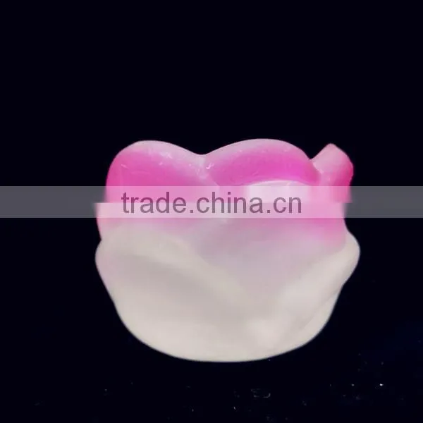 Unique Shaped Pink Colored Flower Shaped Candlestick Glass Container/candle Holder photo-6
