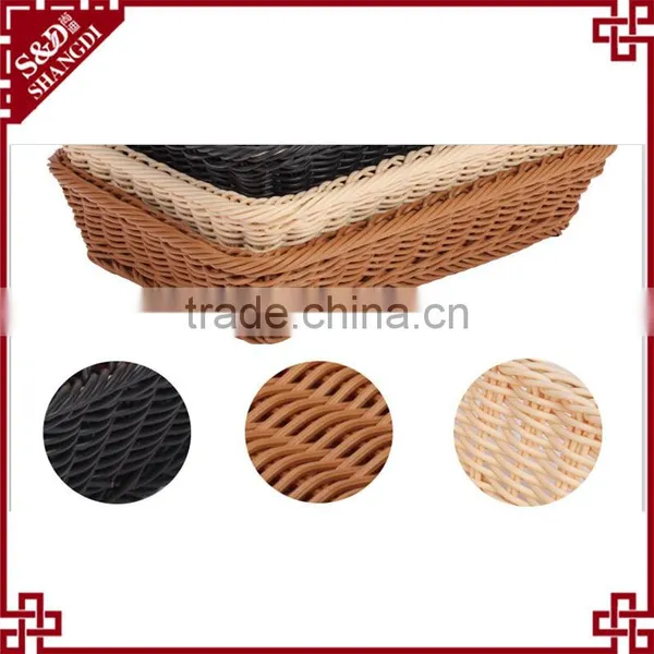 Handmade Woven Plastic Rattan Bread Basket photo-6
