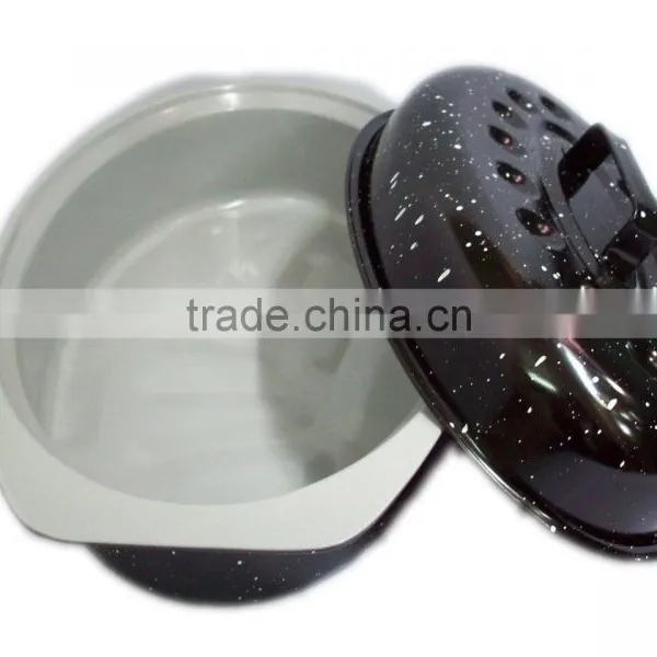 Cookware Chicken White and Black Ceramic Roaster Pan photo-3