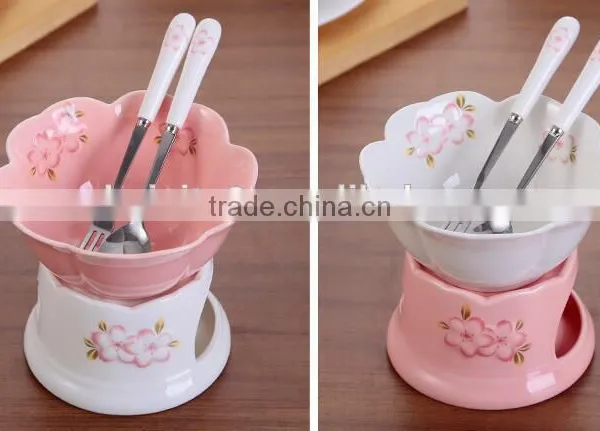 CY160 Chocolate Ceramic Melter Chocolate Waterfall Mini Fondue Fountain Pink Bakeware Gift Set photo-3