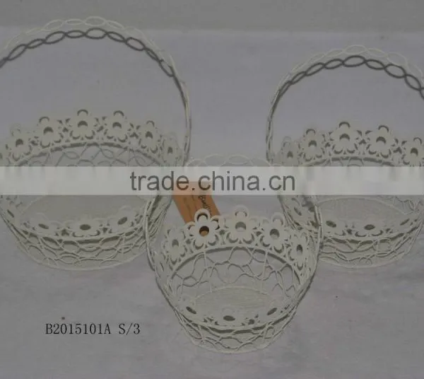 Round Metal Gift Basket With a Handle for Wedding Decoration photo-4