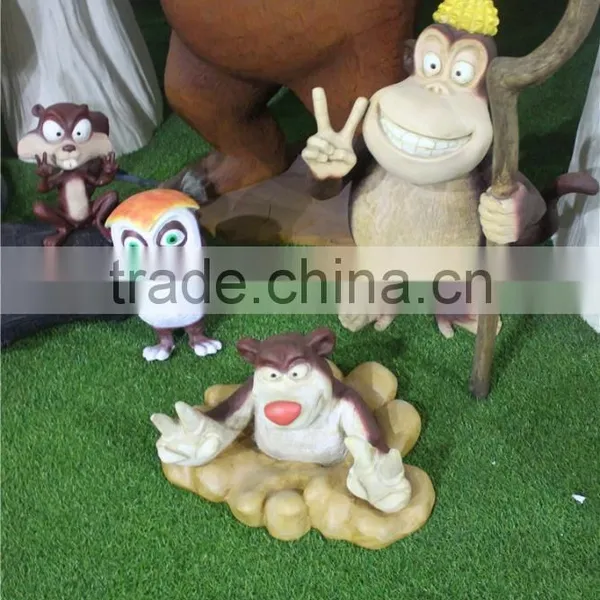 Fiberglass Polyresin Bald Head Bear Statue Combination Cartoon Character Figurine photo-4
