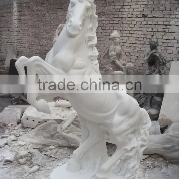 Hand Carving White Marble Outdoor Large Animal Horse Sculpture