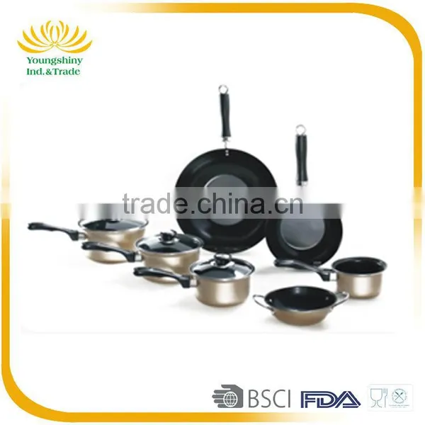 10pc Gold Nonstick Kitchen Stainless Steel Non-stick Cookware Set