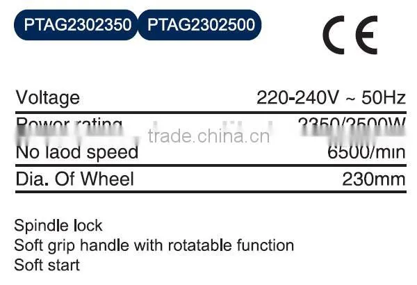 230mm 2350W 2500W Angle Grinder With GS CE FFU photo-2