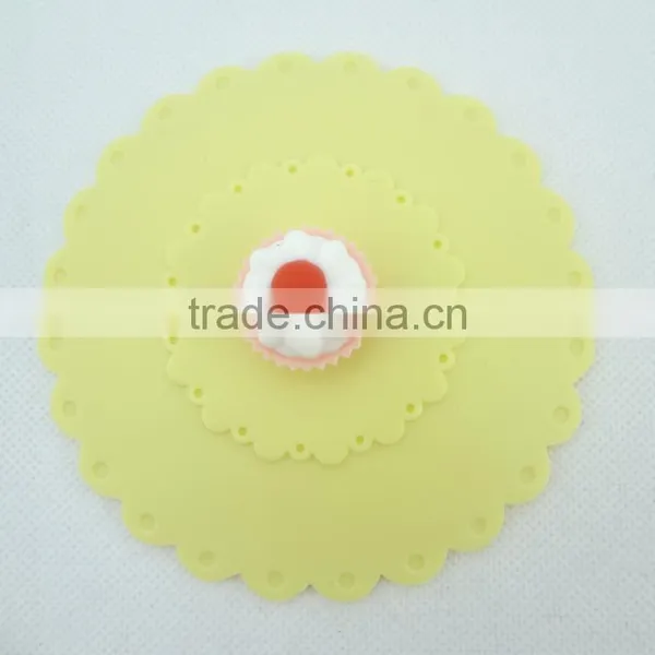 Food Grade Silicone Rubber Anti-dust Airtight Seal Silicone Drink Cup Lids With Cake Shape photo-2