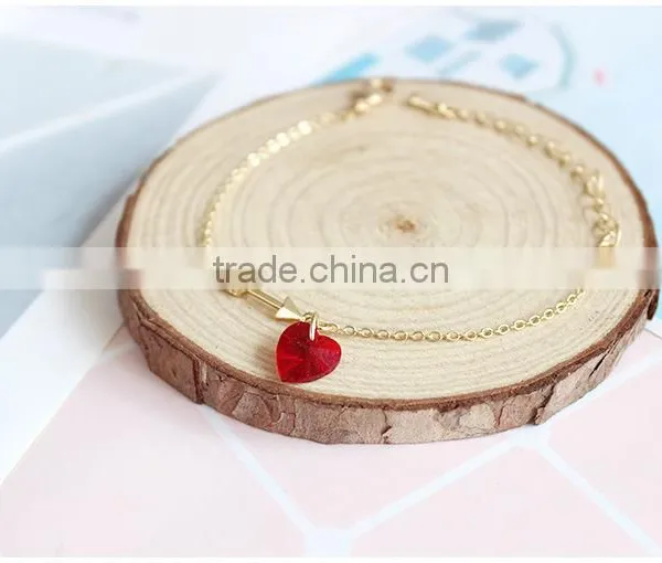 Cupid Arrow Bracelet Gold Arrow Crystal Heart Charms Gold Chain Bracelet for Lovers Valentine's Day Jewelry Gifts photo-3